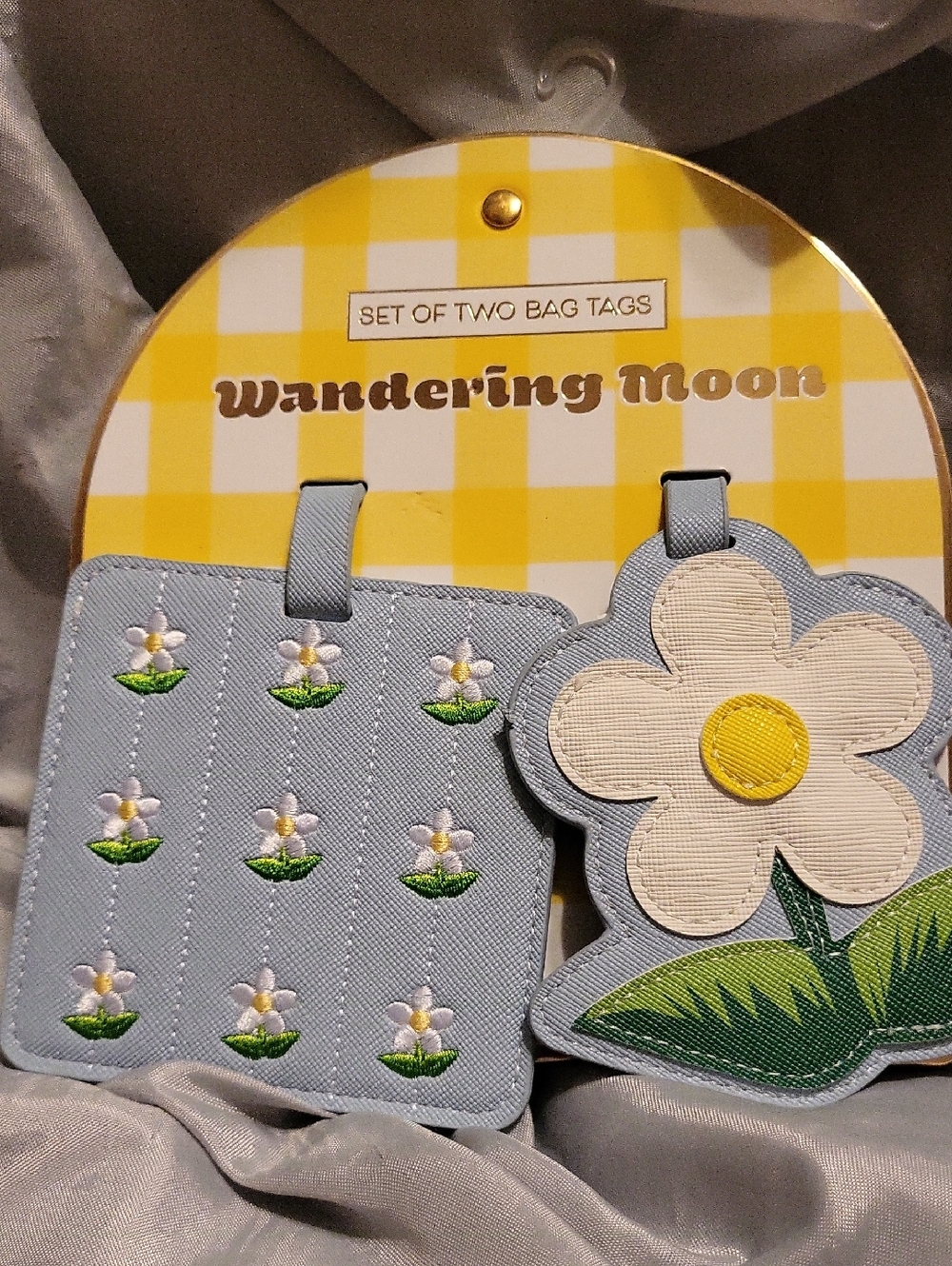 Wandering Moon Daisy Bag Tag Set - Light Blue 2pc Set Li M